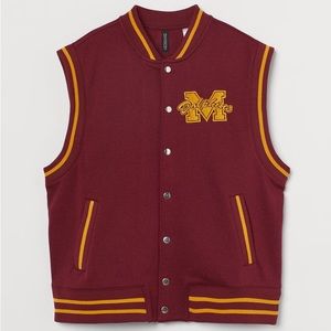 Divided H&M Burgundy/Mustard Yellow Varsity Vest. Size US XS, Button Up.